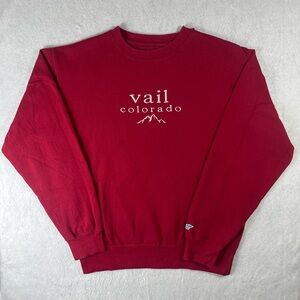 Vail Colorado Crewneck Sweatshirt Sz Small Red Embroidered Pullover Blue 84